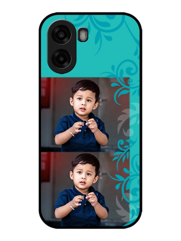 Custom Oppo A6x 5G Custom Glass Phone Case - With Photo And Green Floral Design