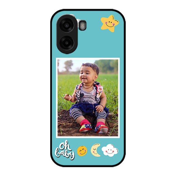 Oppo A6x 5G Custom Glass Phone Case - Smiley Kids Stars Design