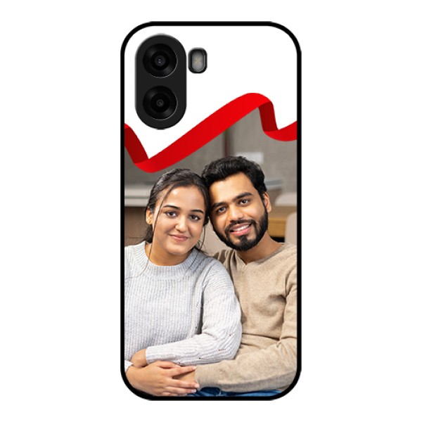 Oppo A6x 5G Custom Glass Phone Case - Red Ribbon Frame Design