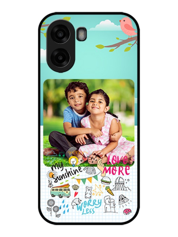 Custom Oppo A6x 5G Custom Glass Phone Case - Doodle Love Design