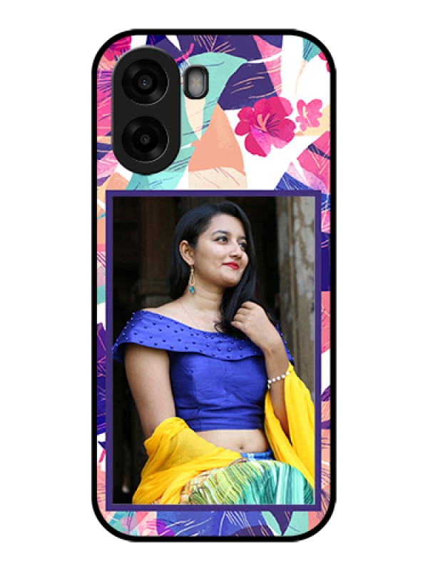 Custom Oppo A6x 5G Custom Glass Phone Case - Abstract Floral Design
