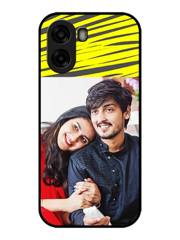 Custom Oppo A6x 5G Custom Glass Phone Case - Yellow Abstract Design