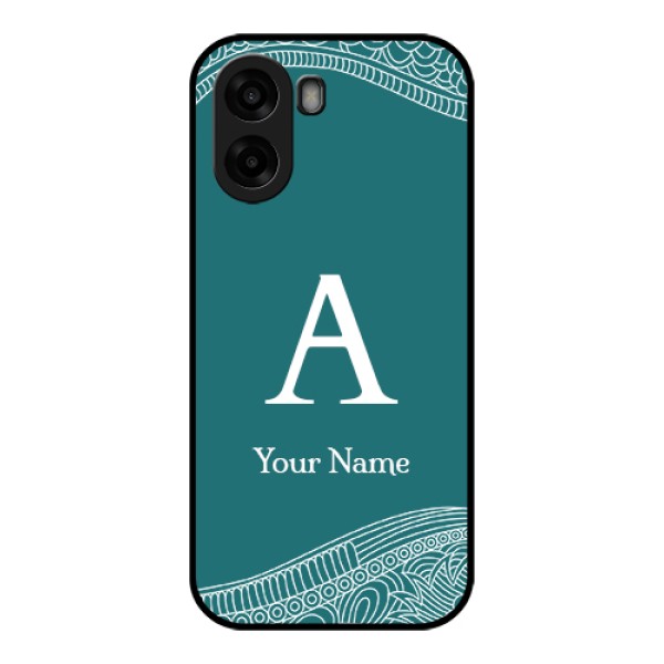 Oppo A6x 5G Custom Glass Phone Case - Line Art Pattern With Custom Name Design