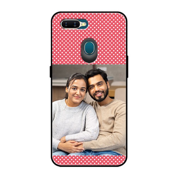 Oppo A7 Custom Glass Phone Case  - White Dotted Design