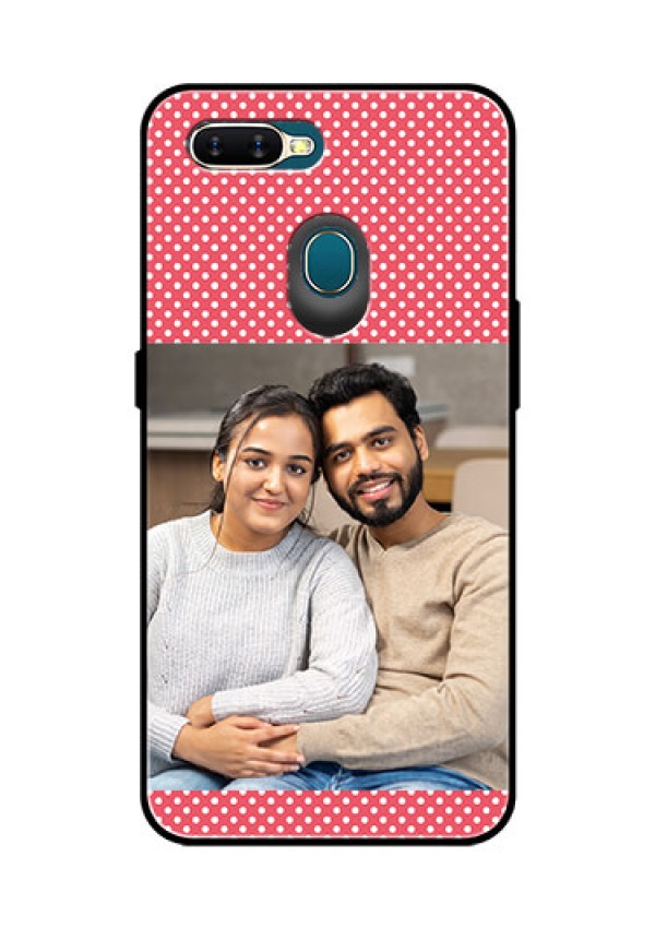Oppo A7 Custom Glass Phone Case  - White Dotted Design