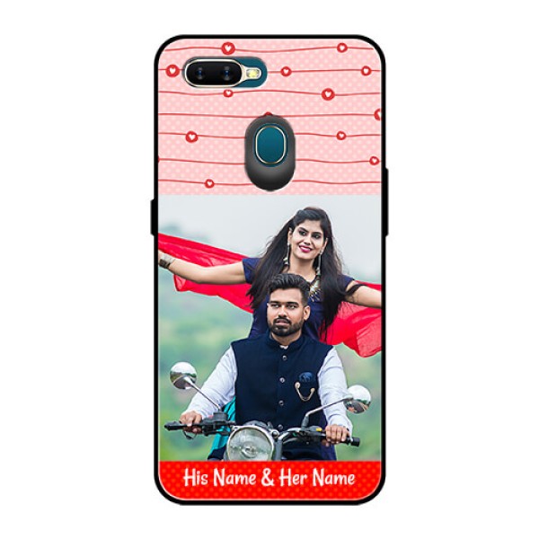 Oppo A7 Personalized Glass Phone Case  - Red Pattern Case Design