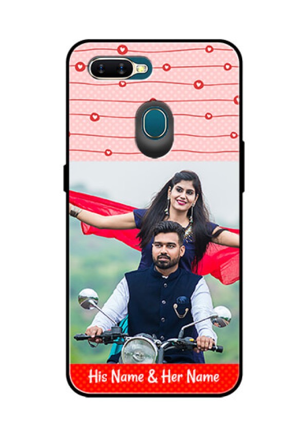 Oppo A7 Personalized Glass Phone Case  - Red Pattern Case Design