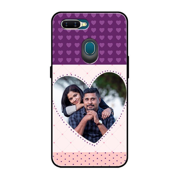 Oppo A7 Custom Glass Phone Case  - Violet Love Dots Design