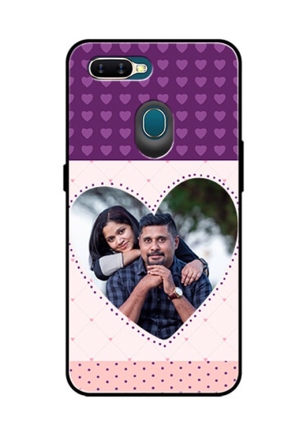 Oppo A7 Custom Glass Phone Case  - Violet Love Dots Design