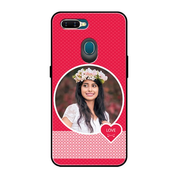 Oppo A7 Personalised Glass Phone Case  - Pink Pattern Design