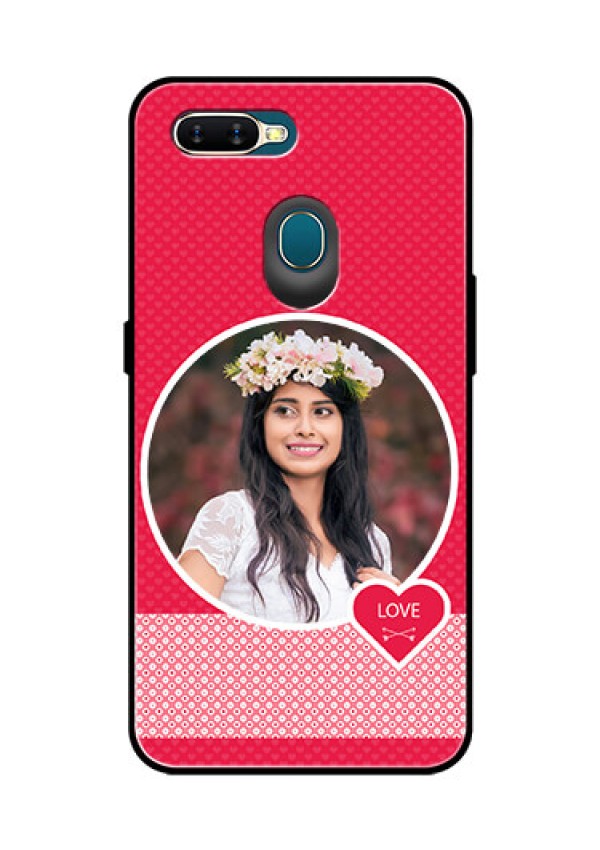Oppo A7 Personalised Glass Phone Case  - Pink Pattern Design
