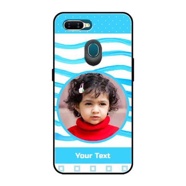 Oppo A7 Custom Glass Phone Case  - Simple Blue Case Design