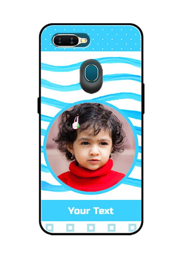 Oppo A7 Custom Glass Phone Case  - Simple Blue Case Design