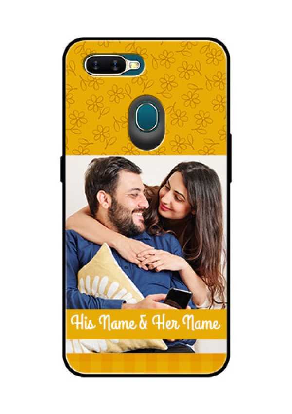 Oppo A7 Custom Glass Mobile Case  - Yellow Floral Design