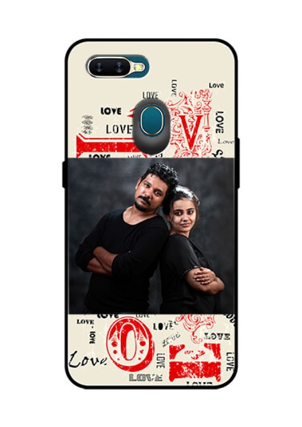 Oppo A7 Photo Printing on Glass Case  - Trendy Love Design Case