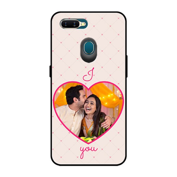 Oppo A7 Custom Glass Mobile Case  - Heart Shape Design