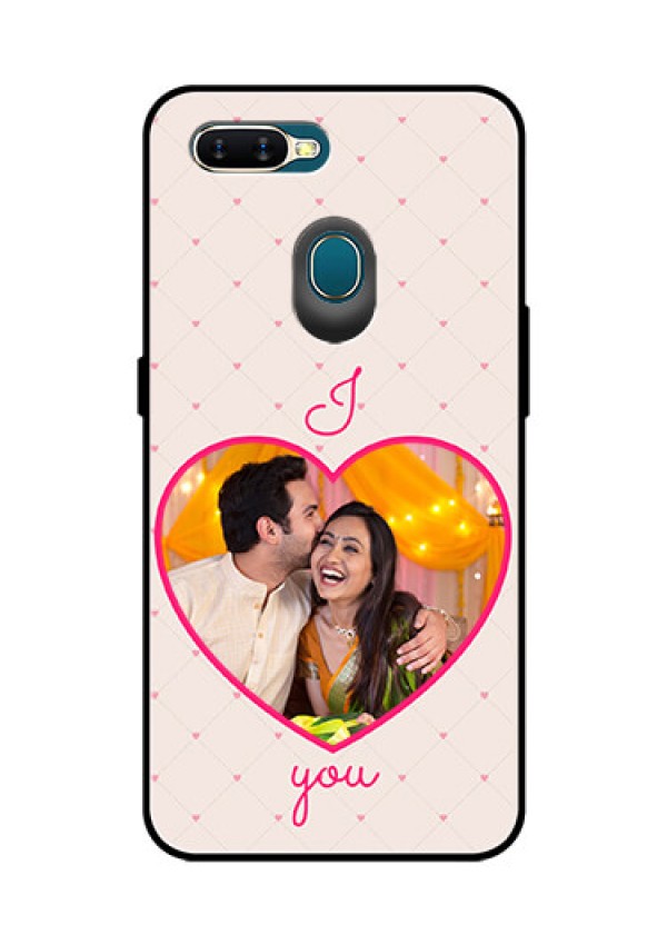 Oppo A7 Custom Glass Mobile Case  - Heart Shape Design