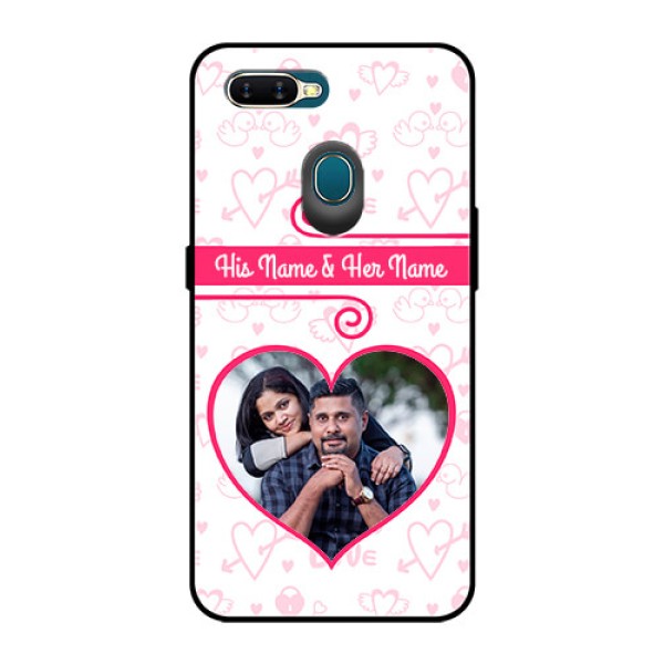 Oppo A7 Personalized Glass Phone Case  - Heart Shape Love Design