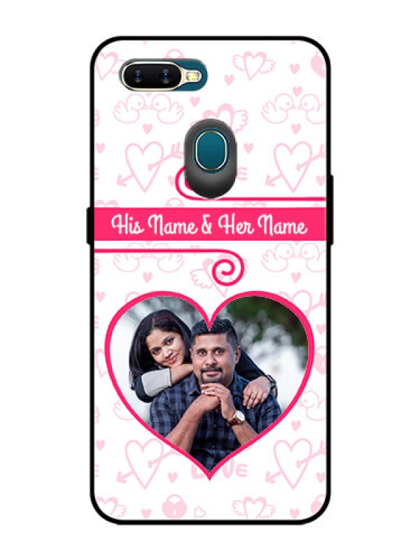Custom Oppo A7 Personalized Glass Phone Case  - Heart Shape Love Design