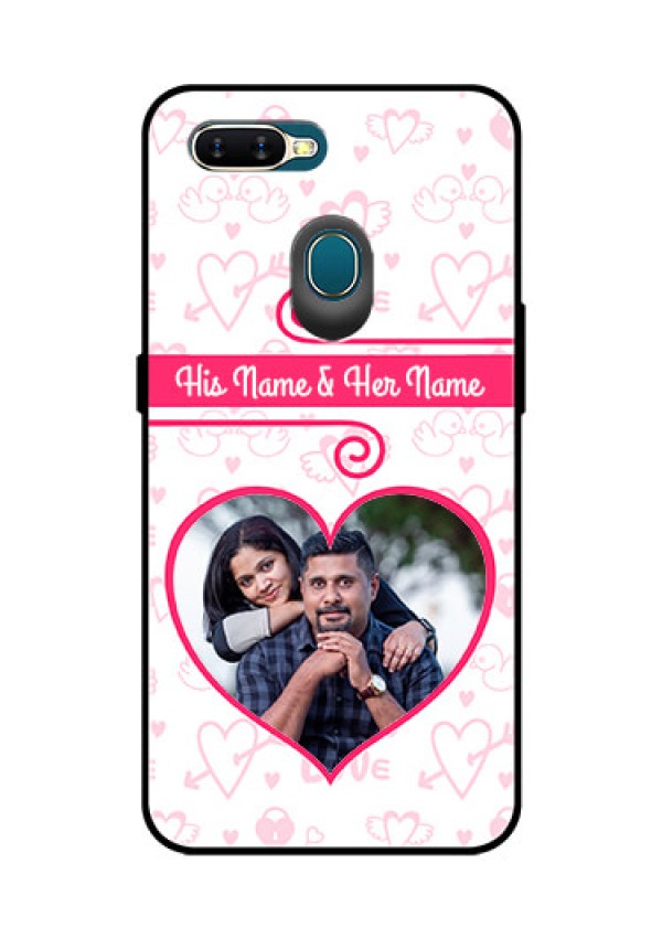 Oppo A7 Personalized Glass Phone Case  - Heart Shape Love Design