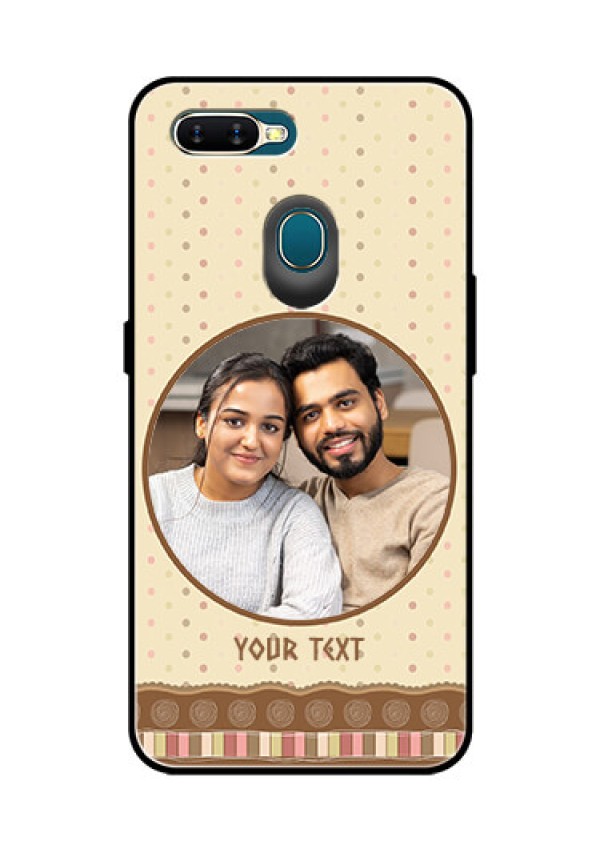 Oppo A7 Custom Glass Mobile Case  - Brown Dotted Mobile Case Design