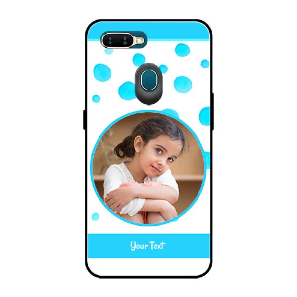 Oppo A7 Photo Printing on Glass Case  - Blue Bubbles Pattern Design