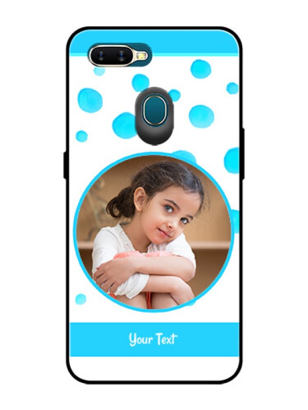 Custom Oppo A7 Photo Printing on Glass Case  - Blue Bubbles Pattern Design