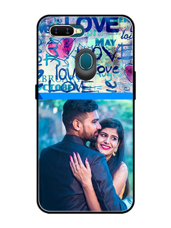Custom Oppo A7 Custom Glass Mobile Case  - Colorful Love Design