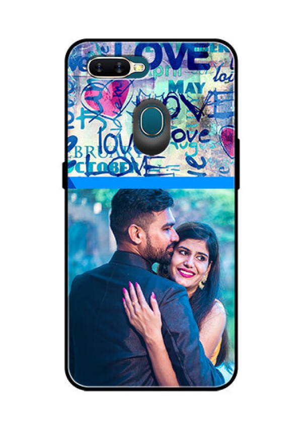 Oppo A7 Custom Glass Mobile Case  - Colorful Love Design