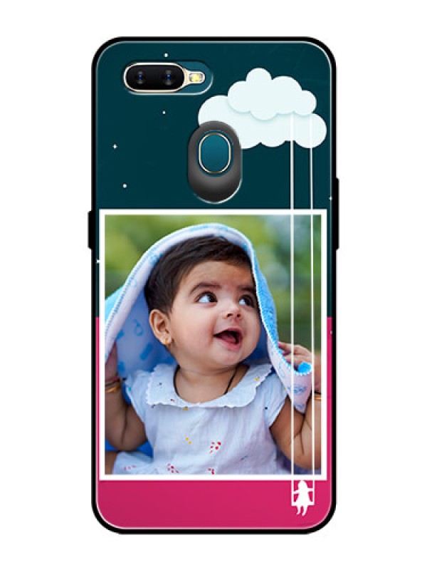 Custom Oppo A7 Custom Glass Phone Case  - Cute Girl with Cloud Design