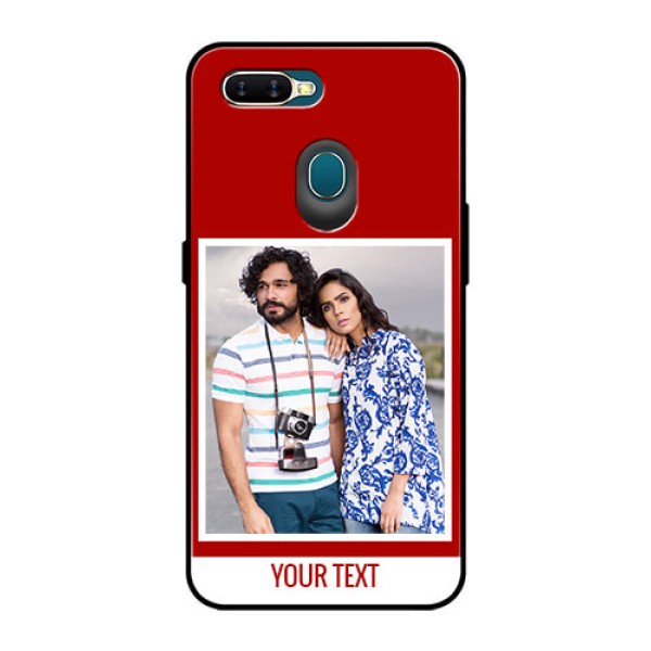 Oppo A7 Personalized Glass Phone Case  - Simple Red Color Design
