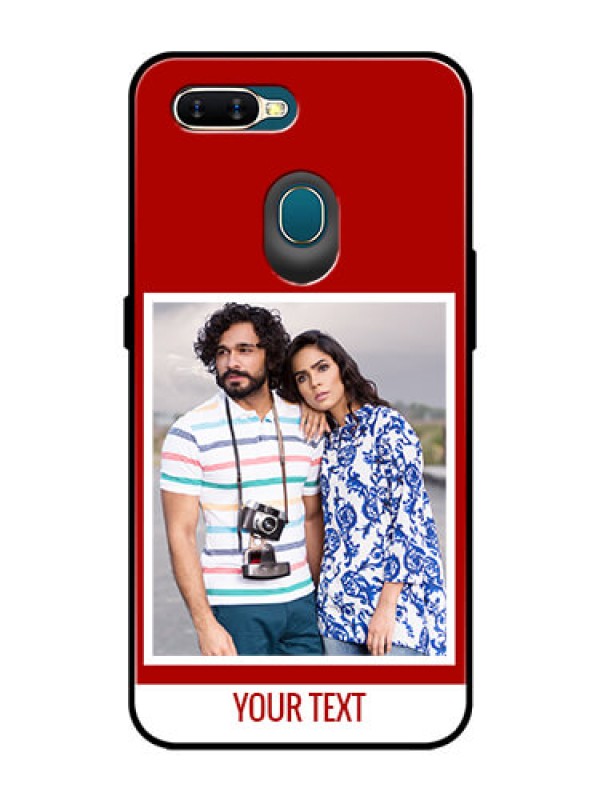 Custom Oppo A7 Personalized Glass Phone Case  - Simple Red Color Design