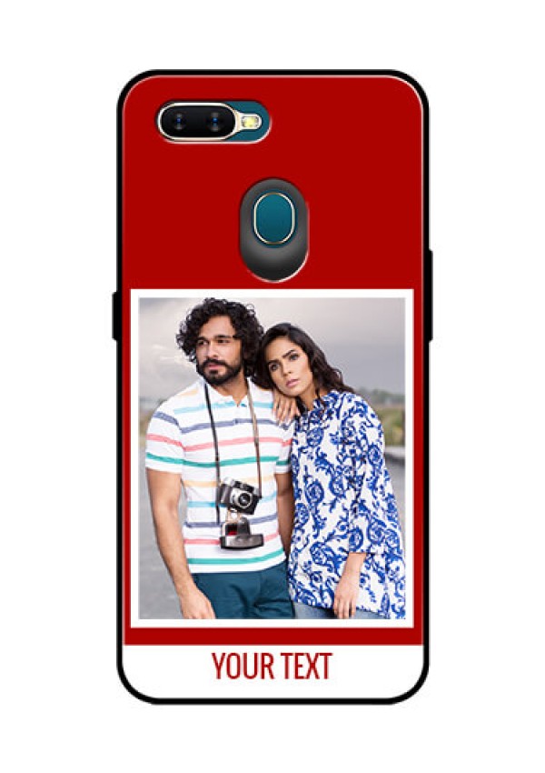 Oppo A7 Personalized Glass Phone Case  - Simple Red Color Design