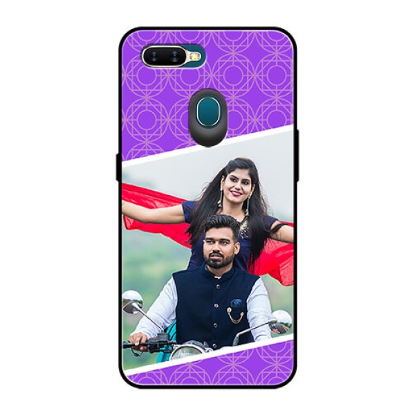 Oppo A7 Custom Glass Phone Case  - Violet Pattern Design