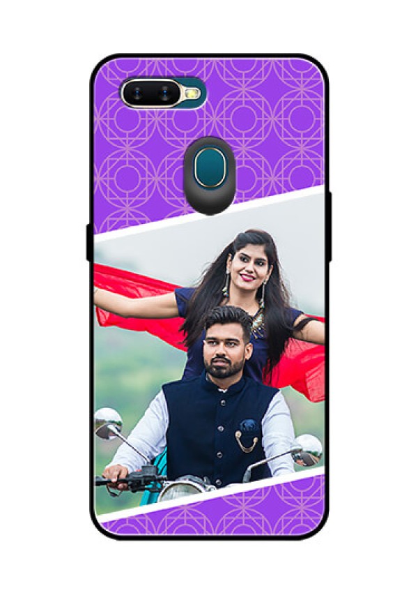 Oppo A7 Custom Glass Phone Case  - Violet Pattern Design