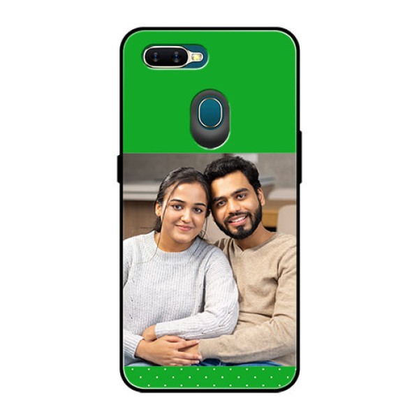Oppo A7 Personalized Glass Phone Case  - Green Pattern Design