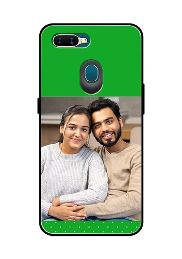 Oppo A7 Personalized Glass Phone Case  - Green Pattern Design