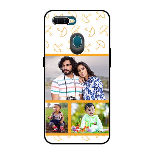 Oppo A7 Custom Glass Mobile Case  - Yellow Pattern Design