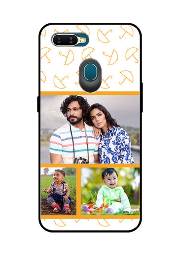 Oppo A7 Custom Glass Mobile Case  - Yellow Pattern Design