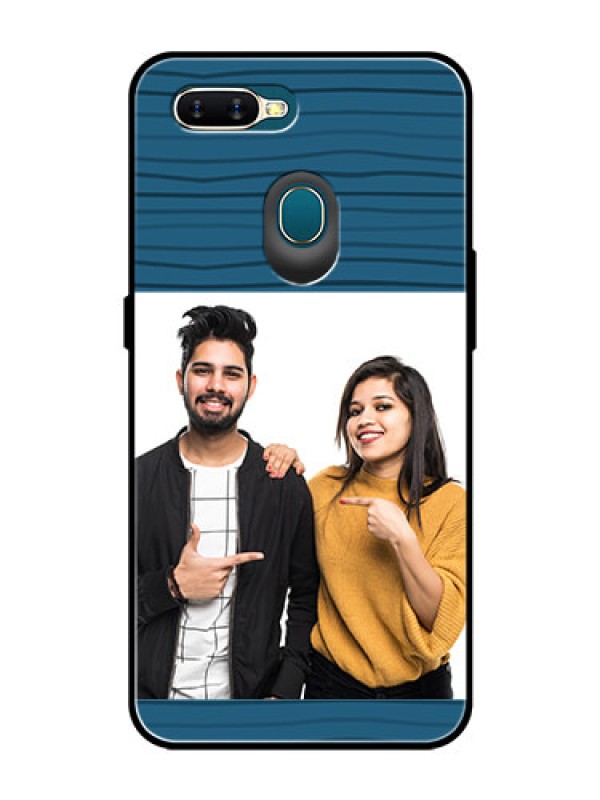 Custom Oppo A7 Custom Glass Phone Case  - Blue Pattern Cover Design