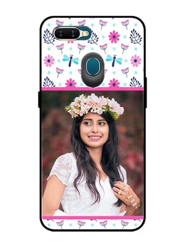 Custom Oppo A7 Photo Printing on Glass Case  - Colorful Flower Design