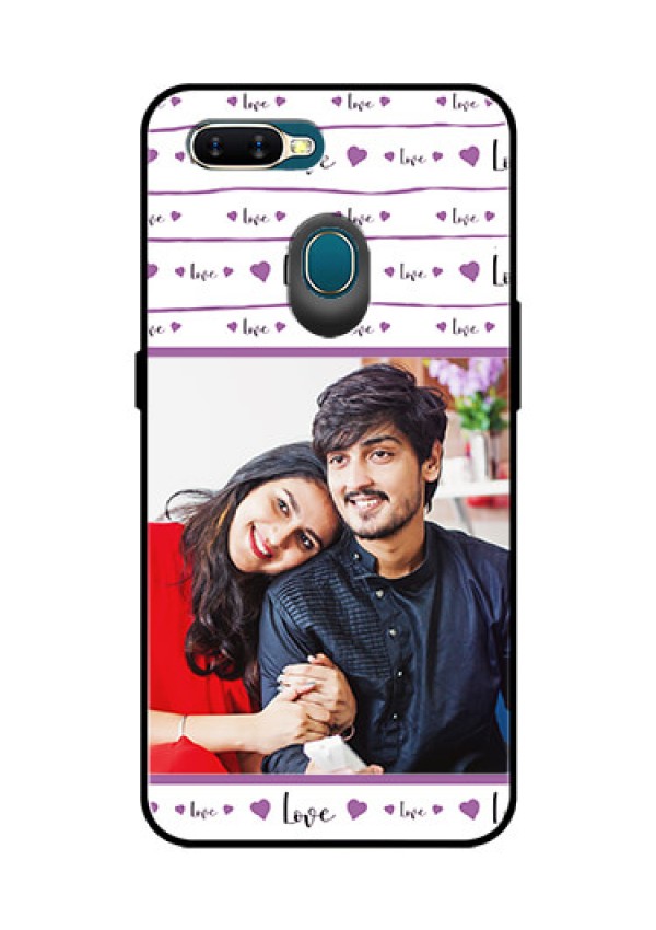 Oppo A7 Custom Glass Mobile Case  - Couples Heart Design