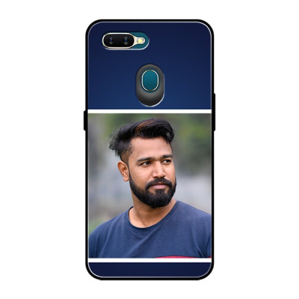 Oppo A7 Personalized Glass Phone Case - Simple Royal Blue Design Oppo A7 Personalized Glass Phone Case - Simple Royal Blue Design
