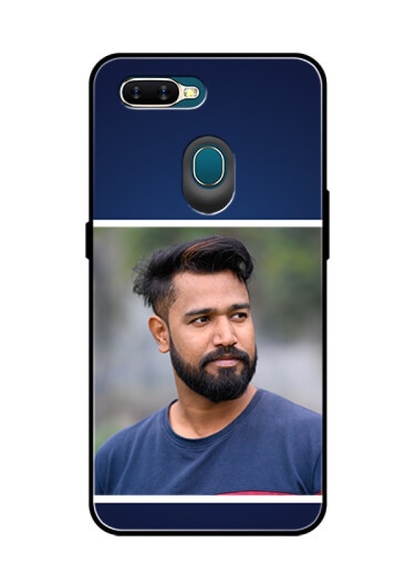 Oppo A7 Personalized Glass Phone Case  - Simple Royal Blue Design