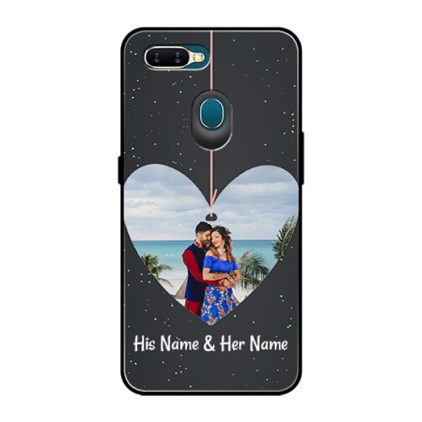 Oppo A7 Custom Glass Phone Case  - Hanging Heart Design