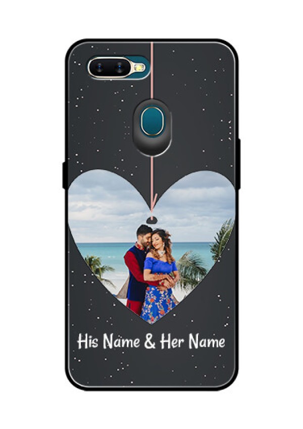 Oppo A7 Custom Glass Phone Case  - Hanging Heart Design