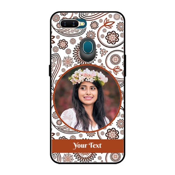 Oppo A7 Custom Glass Mobile Case  - Abstract Floral Design 
