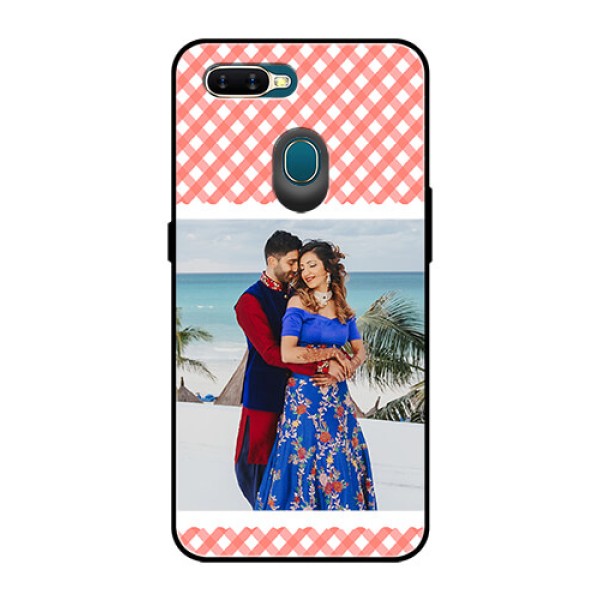 Oppo A7 Personalized Glass Phone Case  - Pink Pattern Design