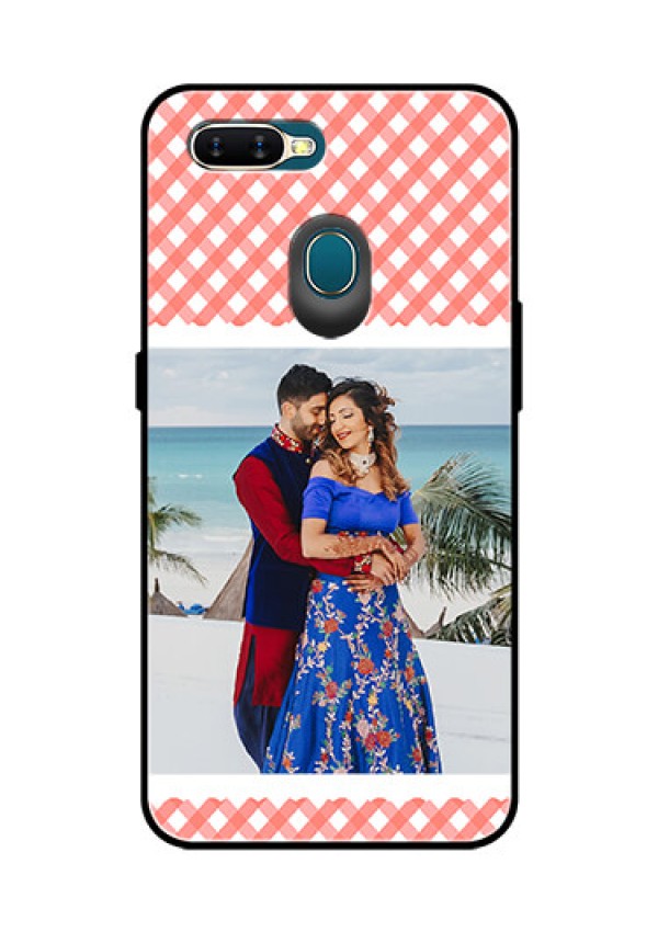 Oppo A7 Personalized Glass Phone Case  - Pink Pattern Design