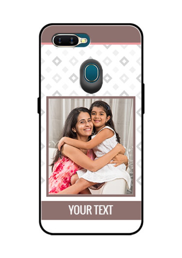 Oppo A7 Photo Printing on Glass Case  - Simple Diamond Design